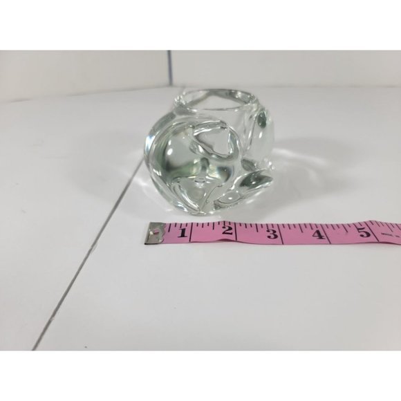 Indiana Glass Heavy Clear Crystal Glass Sleeping Cat Votive Candle Holder - Picture 7 of 10